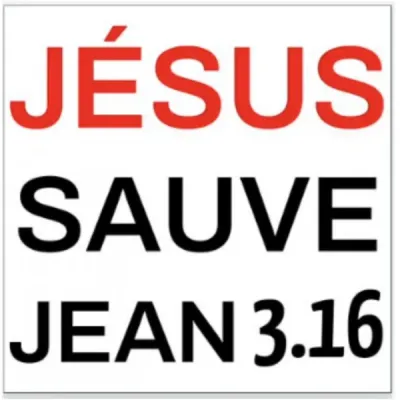 Autocollant : JESUS SAUVE - Jean 3:16 carré 7,5 cm