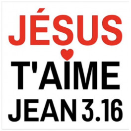 Autocollant : JESUS T'AIME - Jean 3:16 carré 7,5 cm