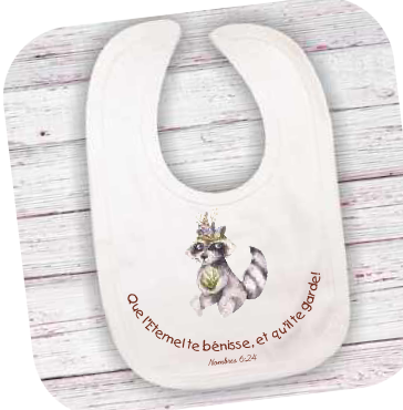 Bavoir "raton laveur" - Nombres 6v.24