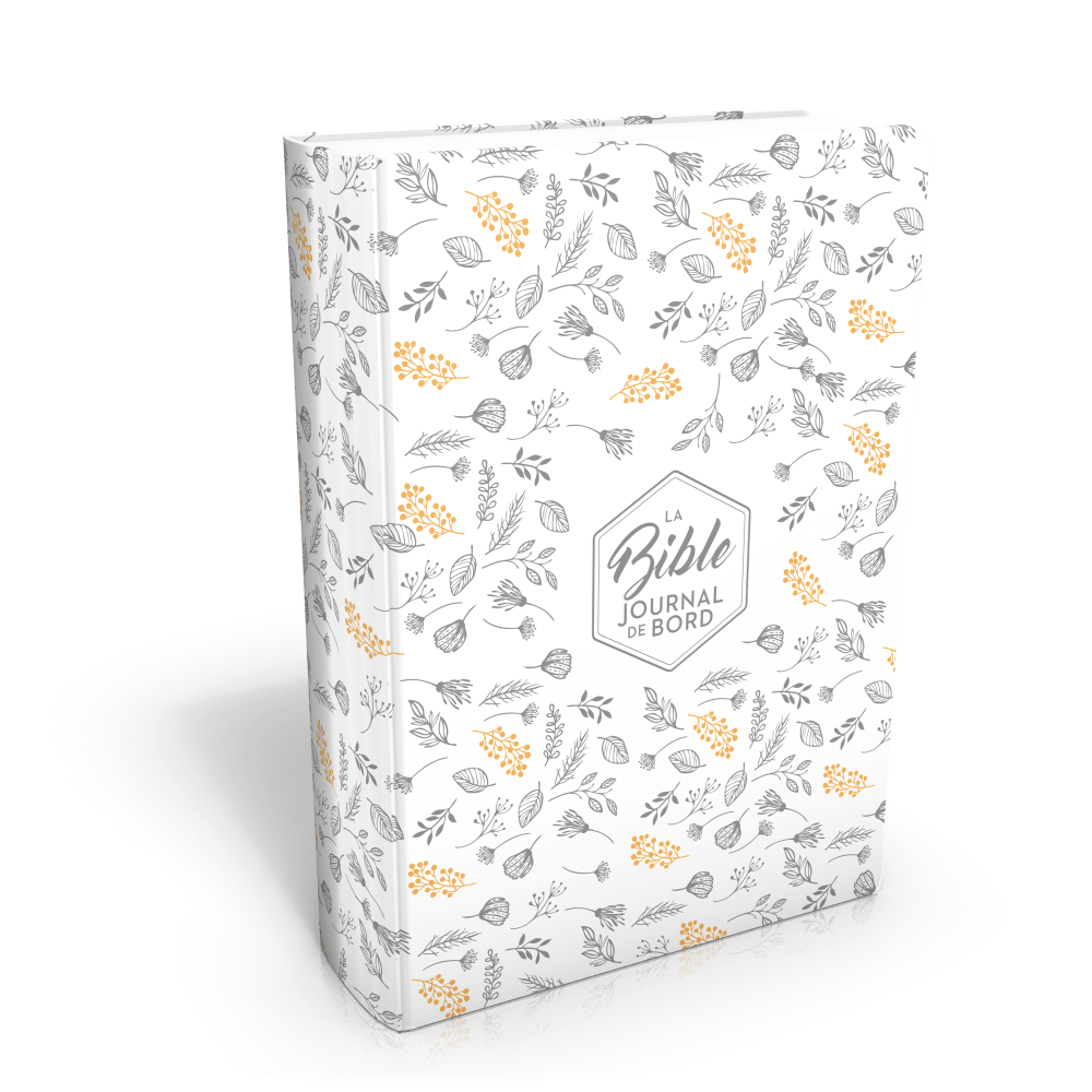 Bible Segond 21 - Journal de bord - couverture souple toilée blanc avec motifs dorés