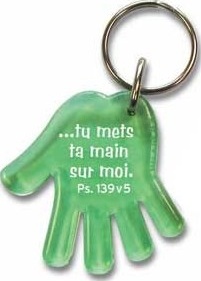 Porte-clé " Tu mets ta main sur moi " vert