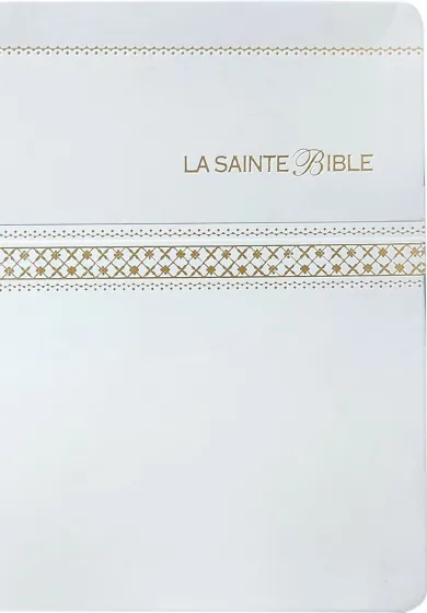 Bible Segond 1910 souple similicuir blanc tranche or - parole de Jésus en rouge