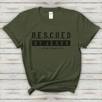 T-Shirt femme "Rescued By Jesus" xs à xxl (4 couleurs )