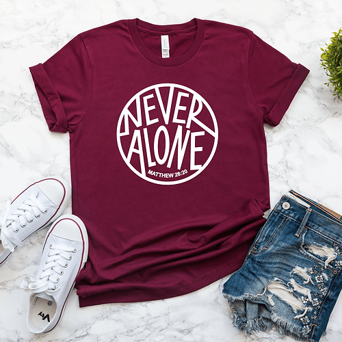 T-Shirt femme "Never Alone"(cercle creux) xs à xxl (4 couleurs )