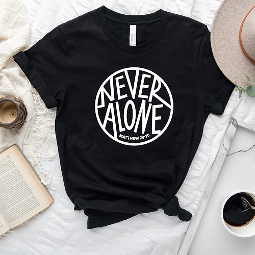 T-Shirt femme "Never Alone"(cercle creux) xs à xxl (4 couleurs )