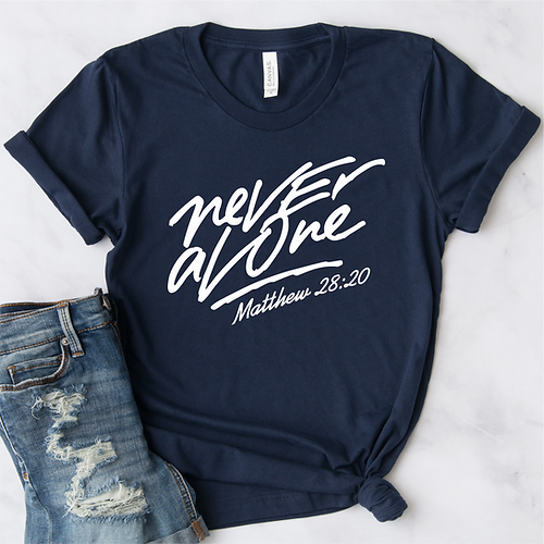 T-Shirt femme "Never Alone" (Script)xs à xxl (4 couleurs )