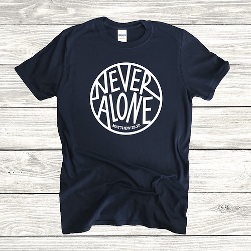 T-Shirt homme "Never Alone" (cercle creux) xs à xxl (4 couleurs )