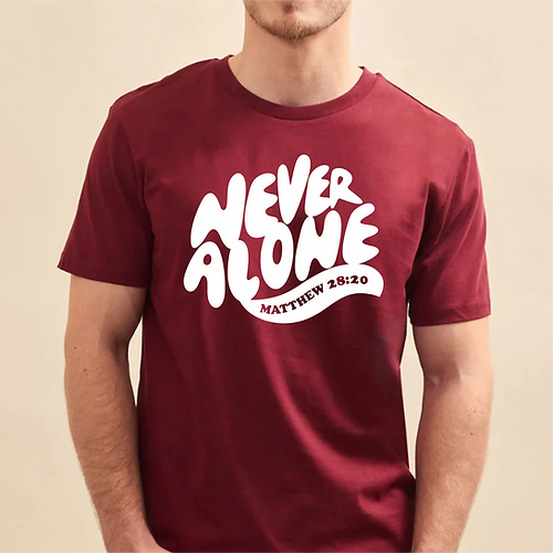 T-Shirt homme "Never Alone" (wavy) xs à xxl (4 couleurs )