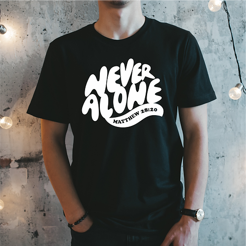 T-Shirt homme "Never Alone" (wavy) xs à xxl (4 couleurs )