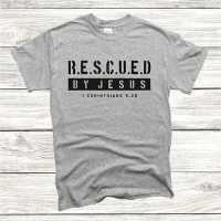 T-Shirt homme "Rescued By Jesus" xs à xxl (4 couleurs )