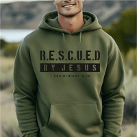 Pull à capuche "Rescued By Jesus" xs à xxl (4 couleurs)