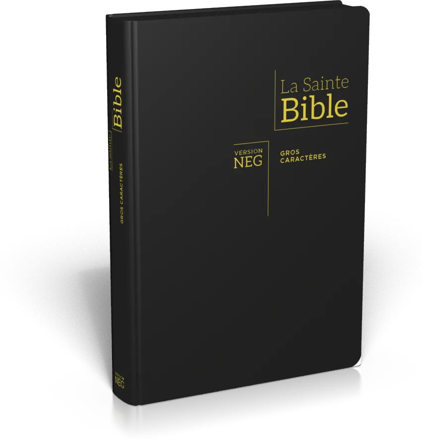 BIBLE NEG GROS CARACTERES, ZIP, ONGLETS, FIBROCUIR, TRANCHE OR