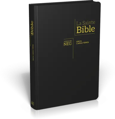 BIBLE NEG GROS CARACTERES, ZIP, ONGLETS, FIBROCUIR, TRANCHE OR