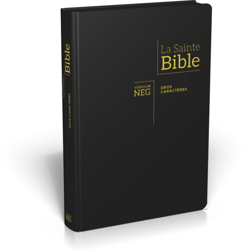 BIBLE NEG GROS CARACTERES, ZIP, ONGLETS, FIBROCUIR, TRANCHE OR