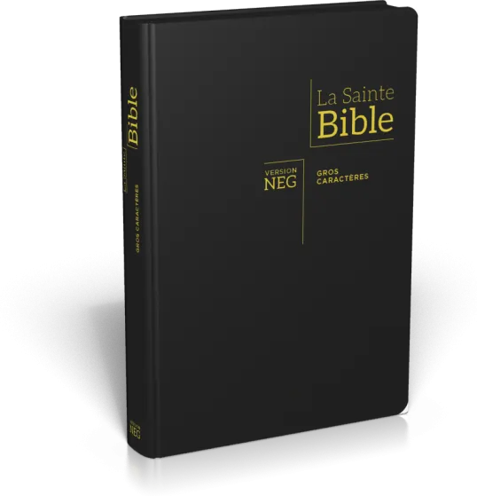 BIBLE NEG GROS CARACTERES, ZIP, ONGLETS, FIBROCUIR, TRANCHE OR