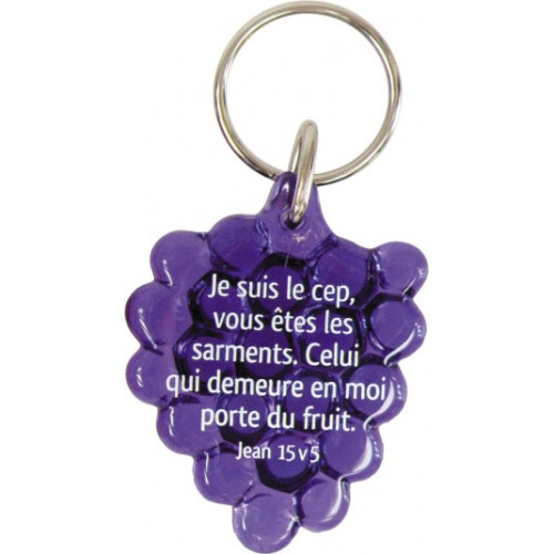 Porte-clés grappe Je suis le cep violet