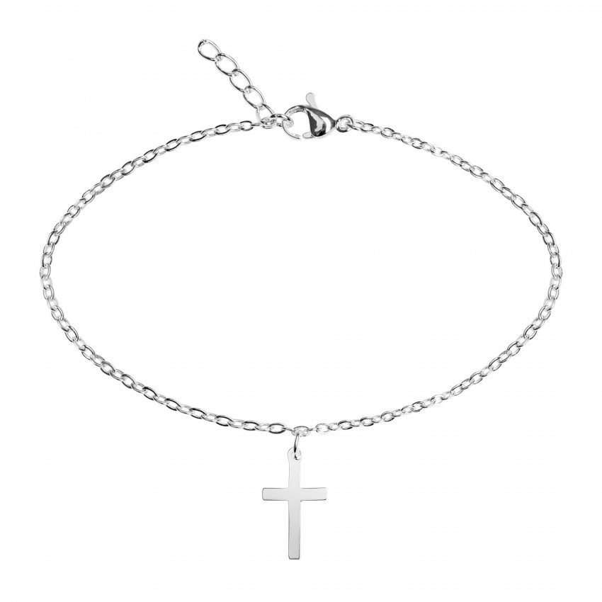 Bracelet croix acier inoxydable argenté