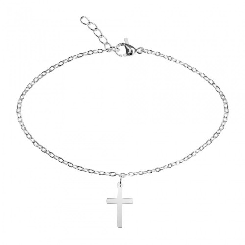 Bracelet croix acier inoxydable argenté