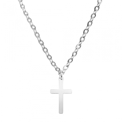 Collier croix acier inoxydable argenté