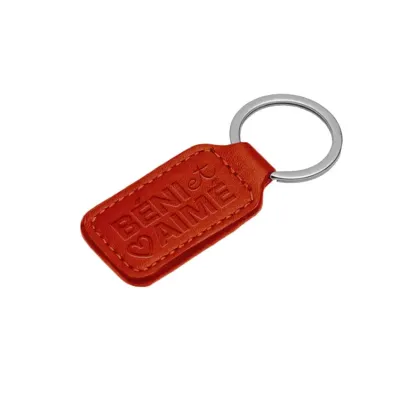Porte-clés en simili cuir béni et aimé marron