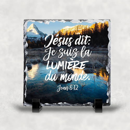 Ardoise illustrée "Jésus dit : je suis la lumière du monde"