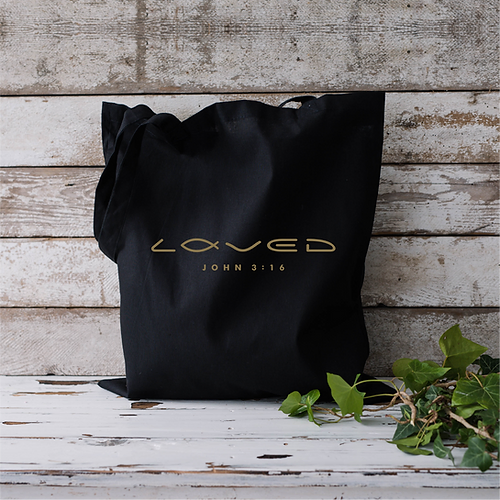 Tote bag " Loved " - Noir