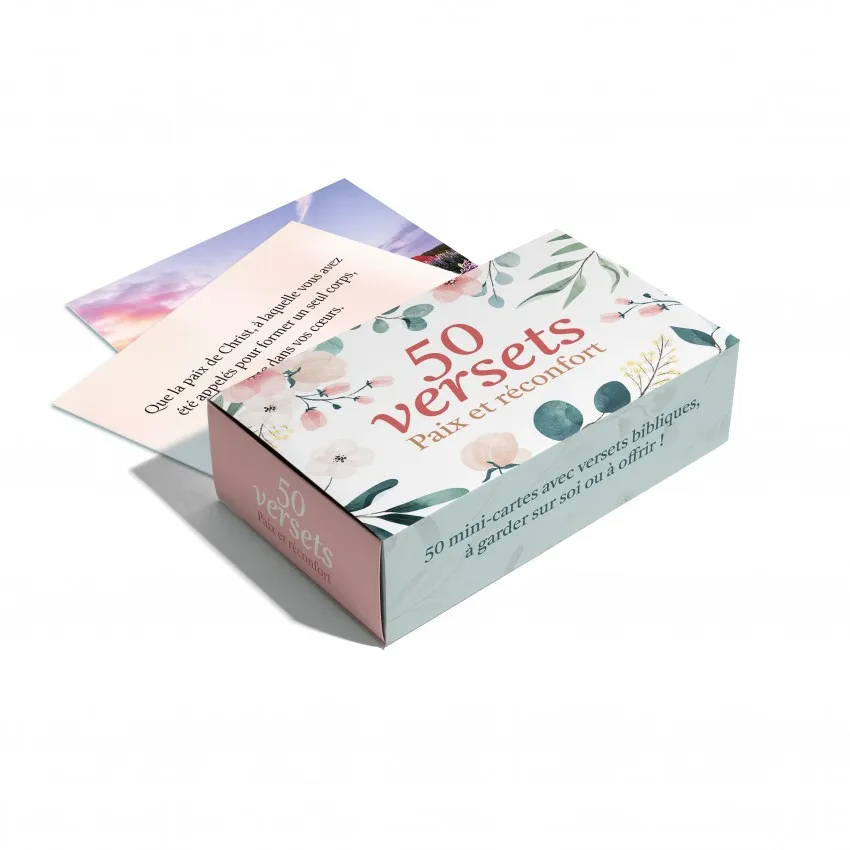 Lot de 50 mini-cartes Paix et réconfort