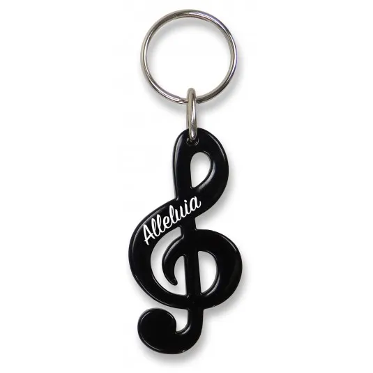 Porte-clés clé de sol noir translucide "Alleluia"