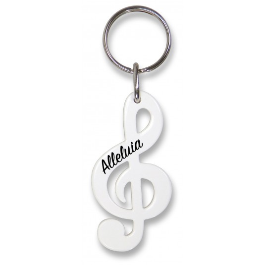 Porte-clé clé de sol blanc "Alleluia"