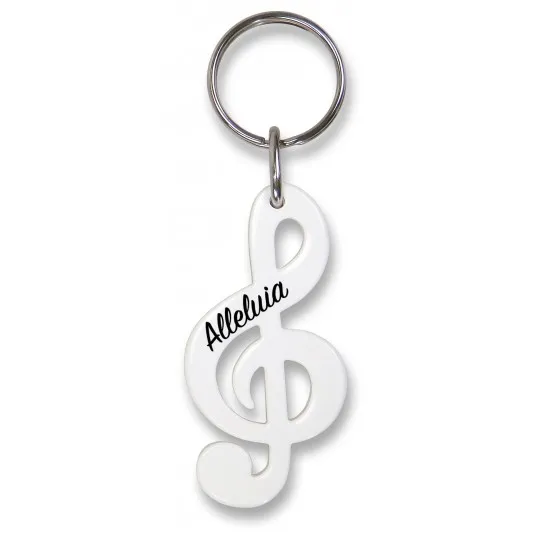 Porte-clé clé de sol blanc "Alleluia"