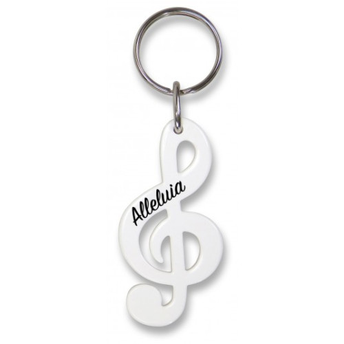 Porte-clé clé de sol blanc "Alleluia"