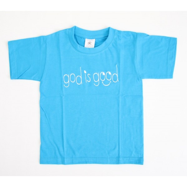 T-Shirt bleu "God is good" taille 5-6 ans
