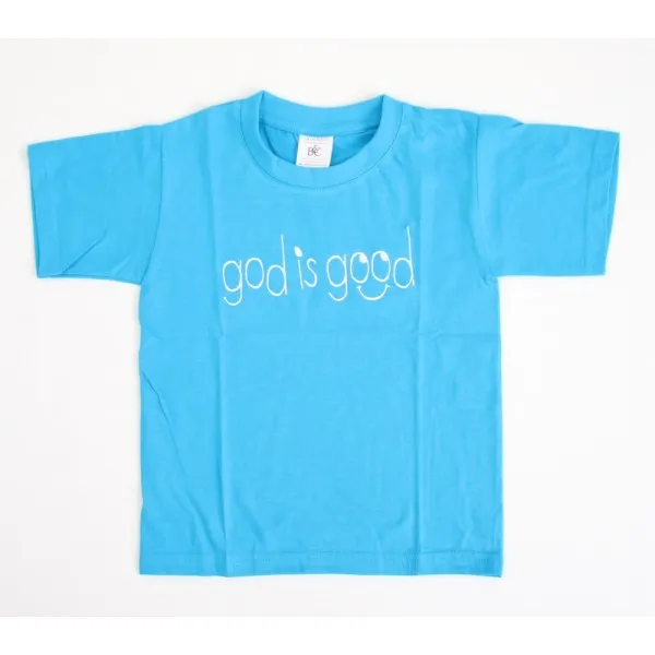 T-Shirt bleu "God is good" taille 5-6 ans