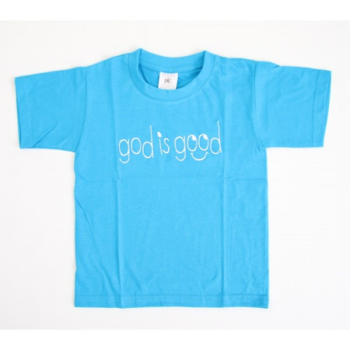 T-Shirt bleu "God is good" taille 5-6 ans