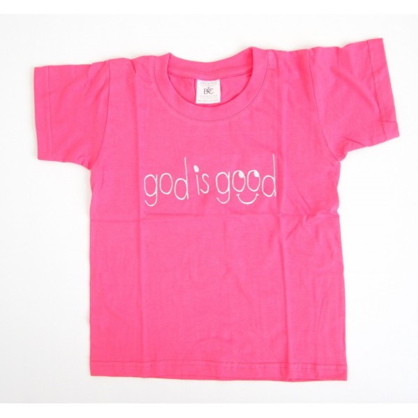 T-Shirt rose "God is good" taille 3-4 ans