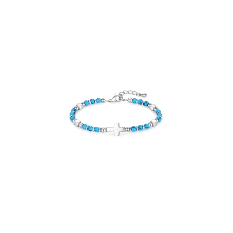 Bracelet de perles "Croix" turquoise