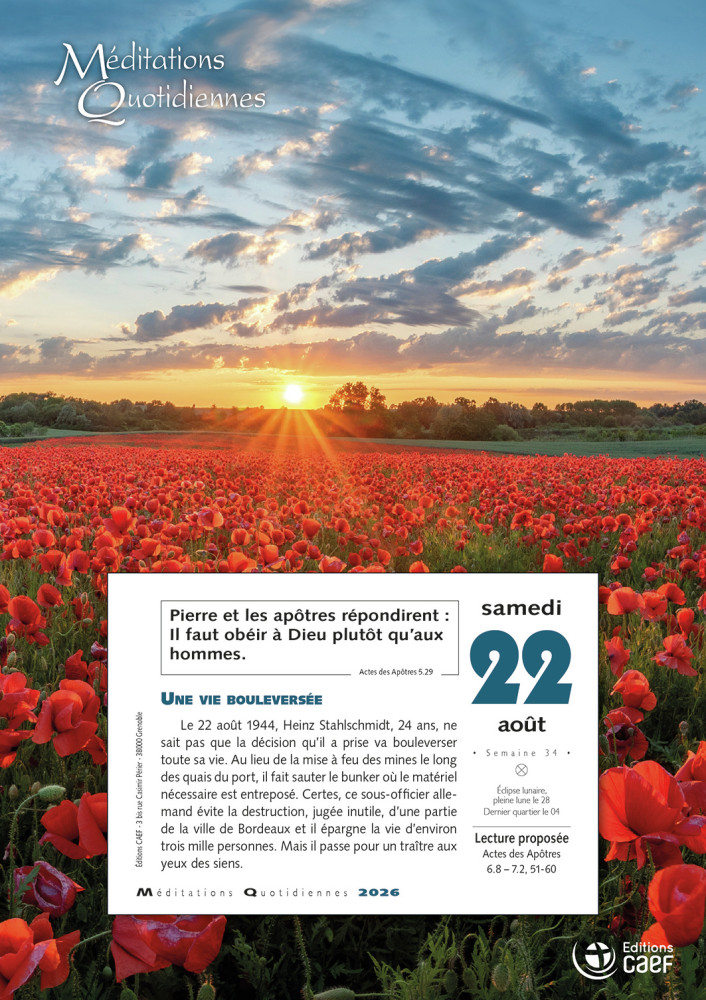 CAL Méditations quotidiennes -  à effeuiller-bloc et plaque