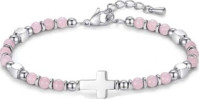 Bracelet de perles "Croix" rose