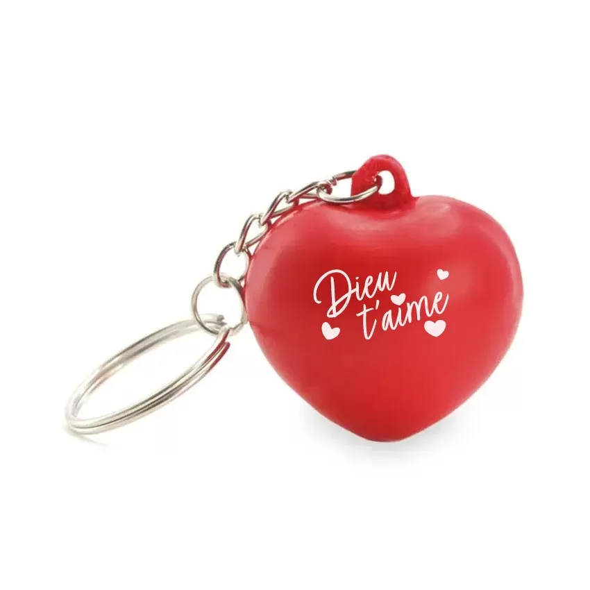 Porte-clé coeur antistress rouge