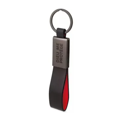 Porte-clé métal et similicuir rouge