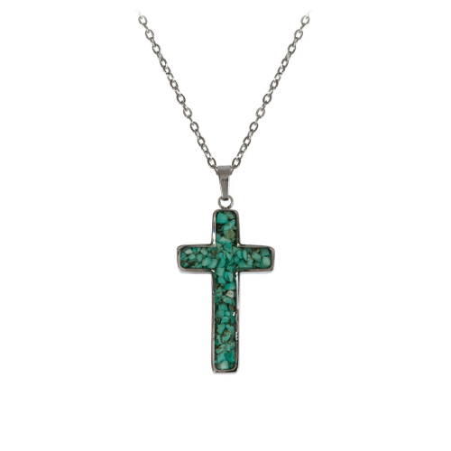 Collier avec pendentif croix, acier inoxydable