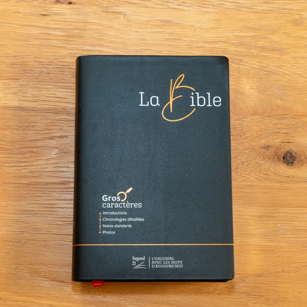 Bible Segond 21, gros caractères - couverture souple noire en fibrocuir