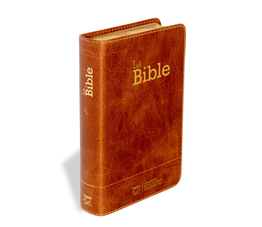 Bible Segond 21 compacte  (Premium style) - Couverture semi-rigide cuir brun, tranches or