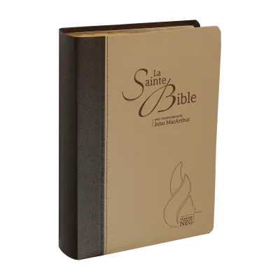 Bible NEG MacArthur - duo marron et beige - souple, toile, tranche or