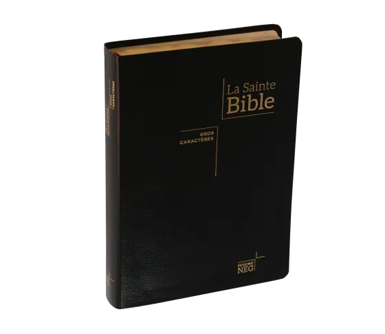 BIBLE NEG79, GROS CARACTERES, COUV. FIBROCUIR, TR. OR, ONGLETS