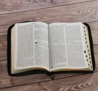 BIBLE NEG GROS CARACTERES, ZIP, ONGLETS, FIBROCUIR, TRANCHE OR