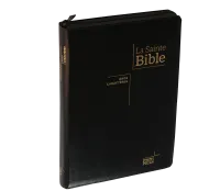 BIBLE NEG GROS CARACTERES, ZIP, ONGLETS, FIBROCUIR, TRANCHE OR