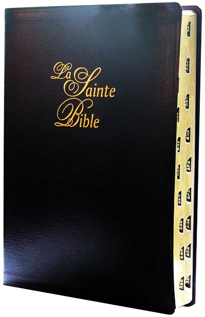 BIBLE SEGOND 1910, SB1049, GROS CARACTERE CUIR TR. OR ONGLETS NOIR