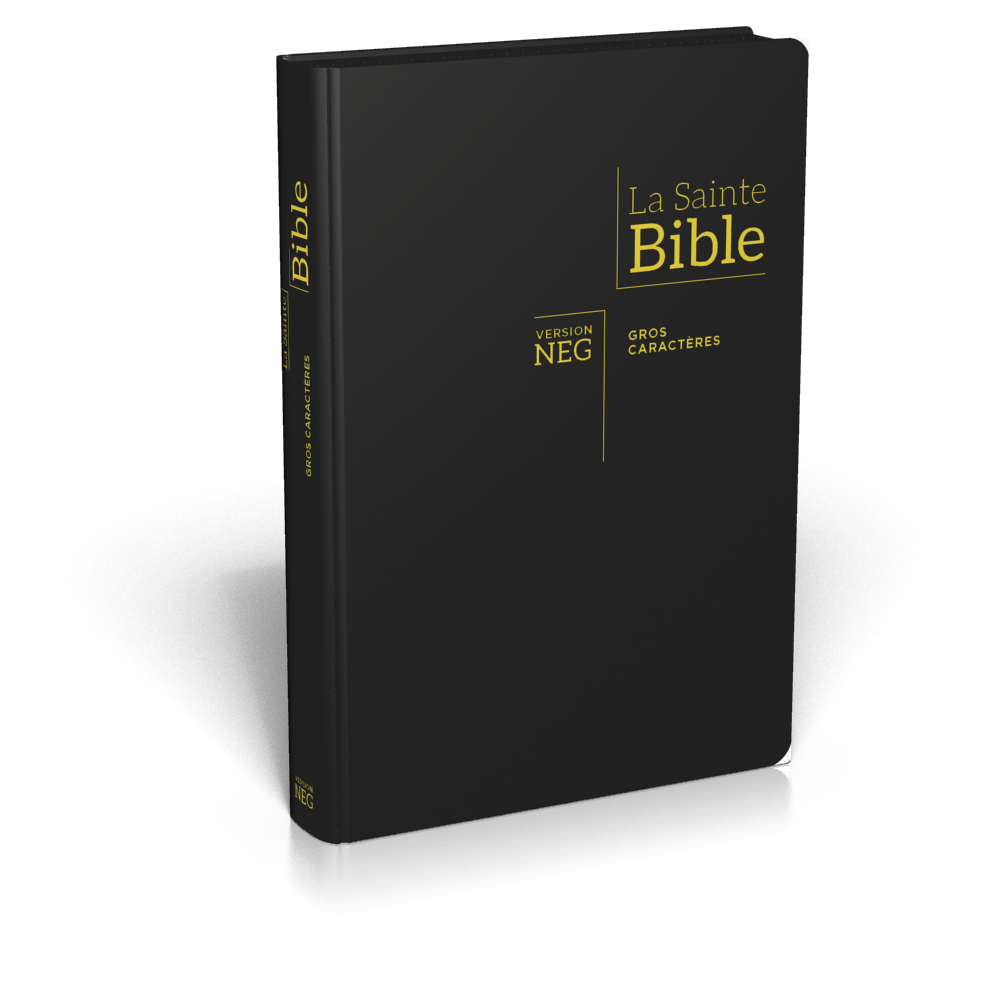 BIBLE NEG GROS CARACTERES, ZIP, ONGLETS, FIBROCUIR, TRANCHE OR