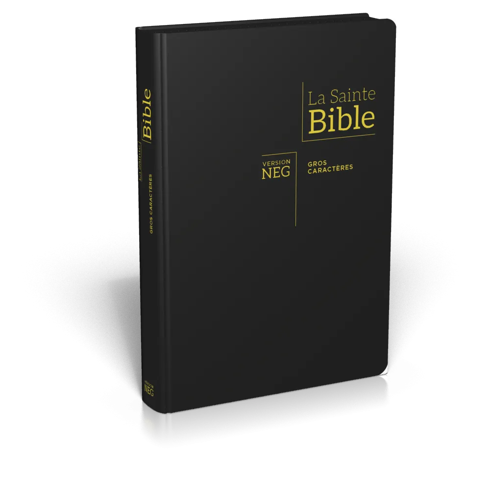 BIBLE NEG GROS CARACTERES, ZIP, ONGLETS, FIBROCUIR, TRANCHE OR